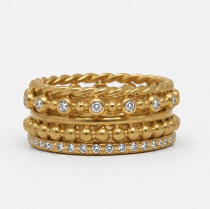 Baby Hitched Quintet Diamond Band in 20K Peach Gold