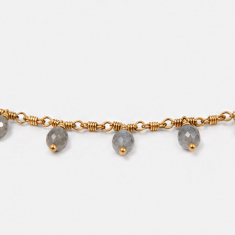 Isabella "Classic" Grey Oval Hanging Diamond Necklace in 20K Peach Gold-16"