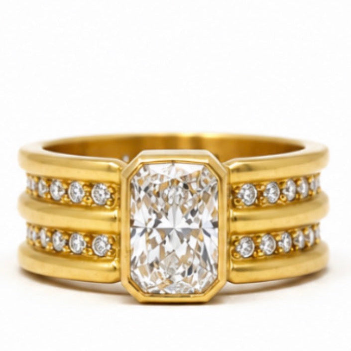 Shimmer Mini Double Radiant Cut Lab Diamond Band in 20K Peach Gold