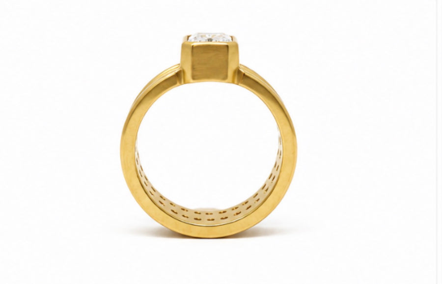 Shimmer Mini Double Radiant Cut Lab Diamond Band in 20K Peach Gold