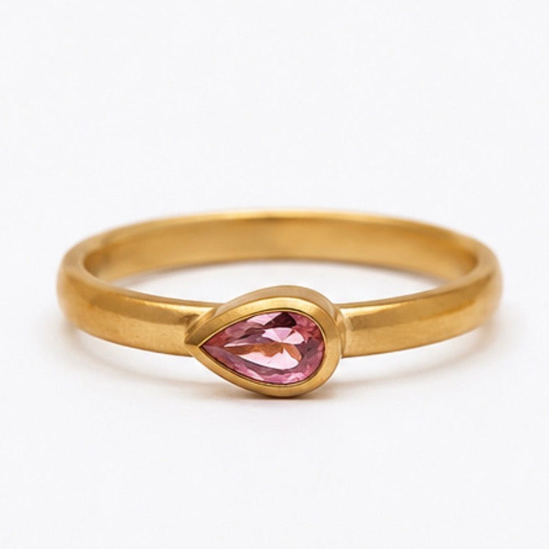 Sonoma Mini Pear Pink Sapphire Ring in 20K Peach Gold
