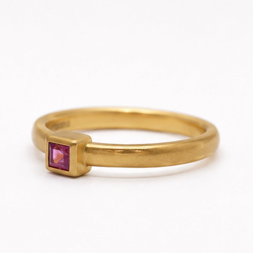 Sonoma Mini Square Cut Pink Sapphire Ring in 20K Peach Gold