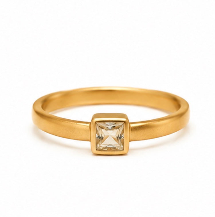 Sonoma Mini Square Cut Diamond Ring in 20K Peach Gold