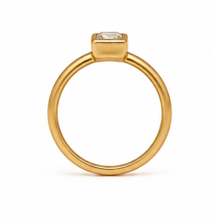 Sonoma Mini Square Cut Diamond Ring in 20K Peach Gold