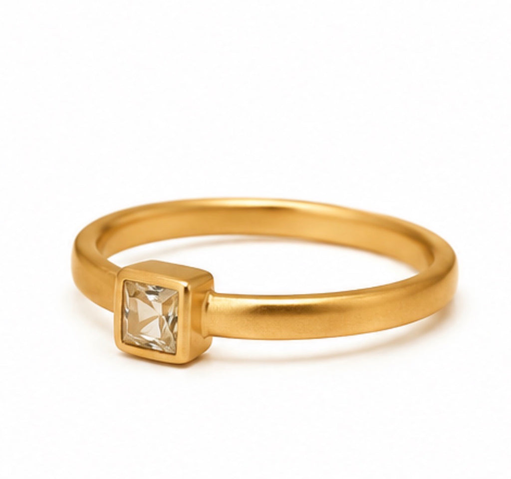 Sonoma Mini Square Cut Diamond Ring in 20K Peach Gold