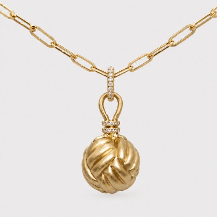 Andrea’s Knot Large and Diamond Bail Pendant in 18K Yellow Gold- 19mm