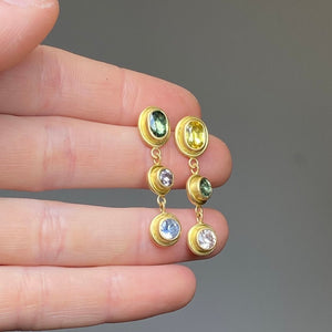 Dyan Rivière Multi Sapphire Earrings in 20K Peach Gold Reinstein Ross Goldsmiths