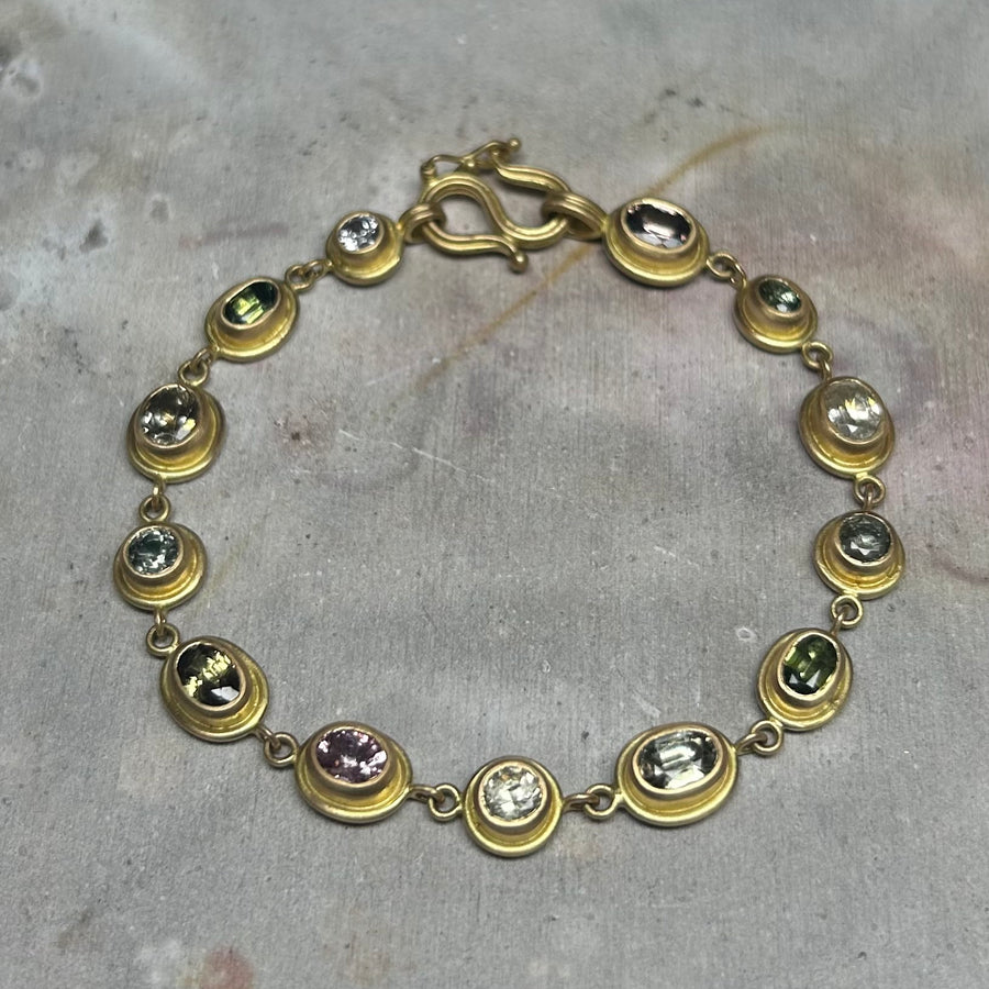 Dyan Rivière Multi Sapphire Bracelet in 20K Peach Gold Reinstein Ross Goldsmiths