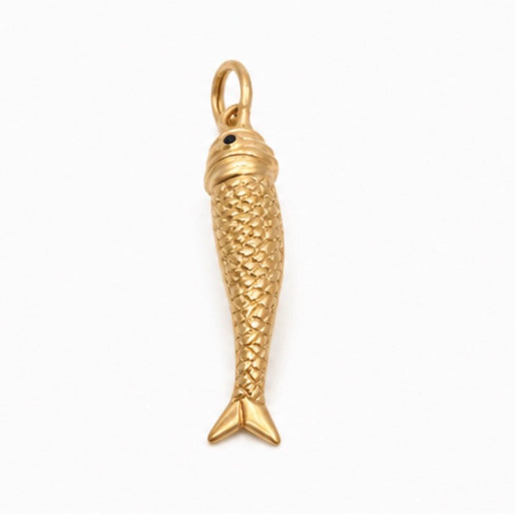 Pisces Gold Small Pendant with Sapphire in 18K Yellow Gold