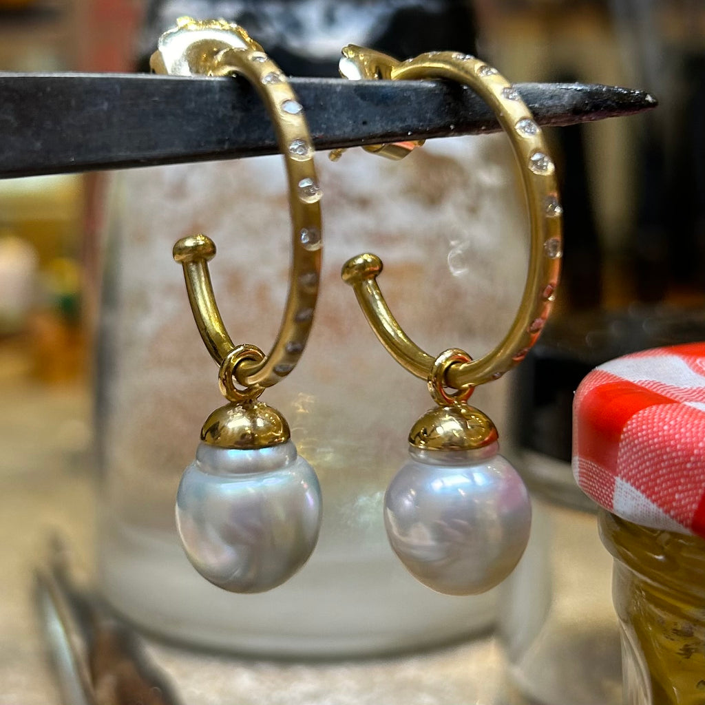 Sonoma Small South Sea Baroque Pearl Drops in 20K Peach Gold Reinstein Ross Goldsmiths