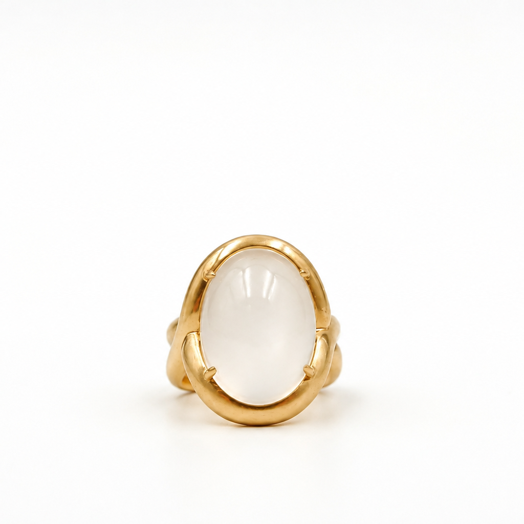 Duomo Oval Cabochon Moonstone Ring in 18K Yellow Gold