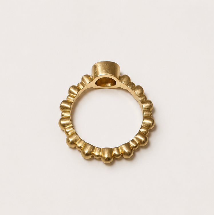 Garland Bubble Oval Diamond Ring in 20K Peach Gold
