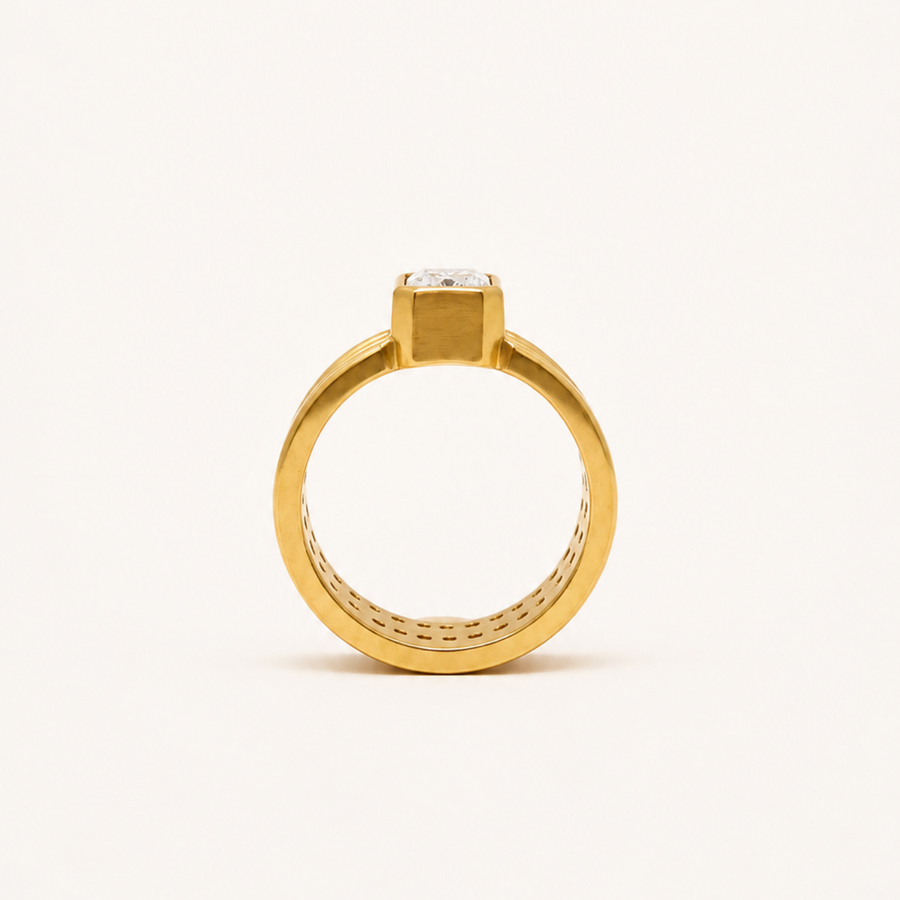 Shimmer Mini Double Radiant Cut Lab Diamond Band in 20K Peach Gold