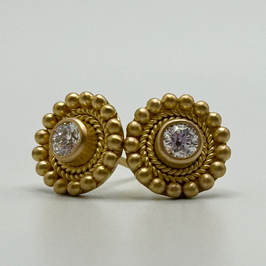 Salome "Grecian" Diamond Earrings in  20K Peach Gold Reinstein Ross Goldsmiths
