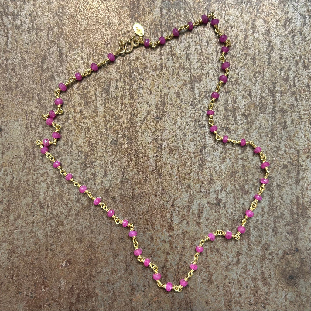 Isabella "Classic" Faceted Ruby Necklace in 22K Nectar Gold- 18'' Reinstein Ross Goldsmiths