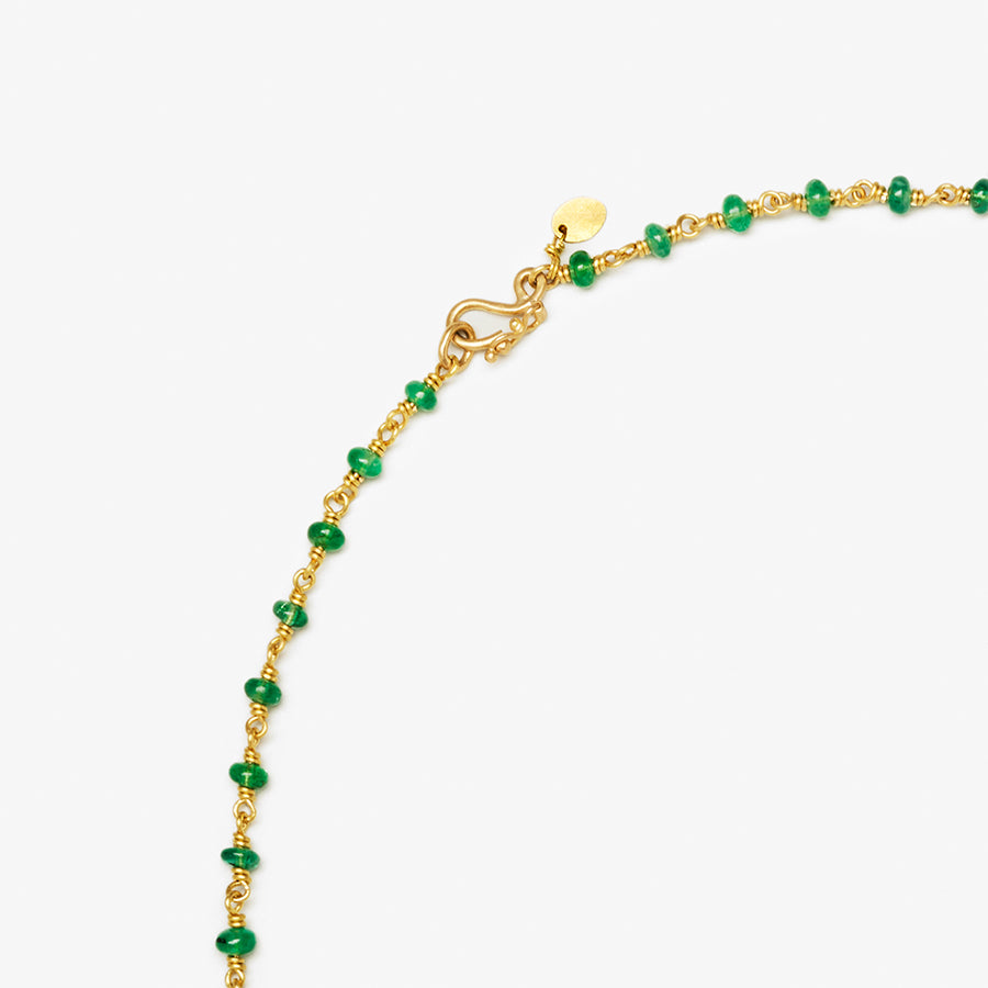 Isabella "Classic" Cabochon Emerald Necklace in 20K Peach Gold- 18"