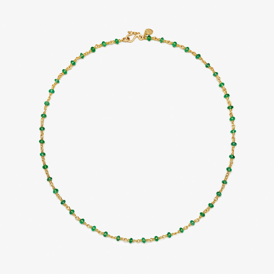 Isabella "Classic" Cabochon Emerald Necklace in 20K Peach Gold- 18"