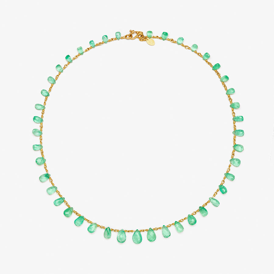 Isabella "Classic" Emerald Briolette Necklace in 20K Peach Gold- 18" Reinstein Ross Goldsmiths