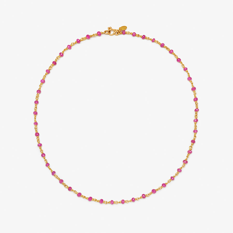 Isabella "Classic" Faceted Ruby Necklace in 20K Peach Gold- 18''