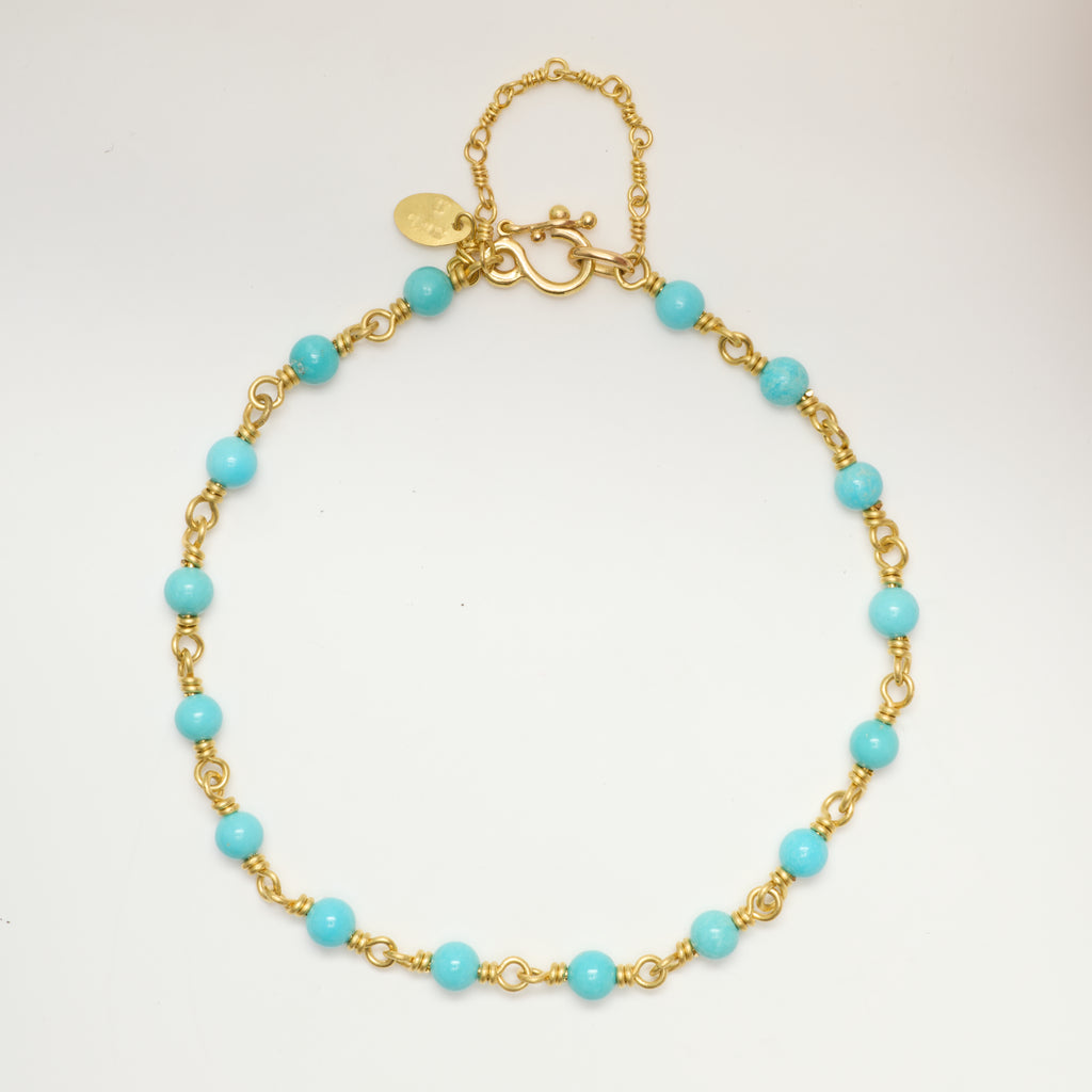 Isabella "Classic" Turquoise Bracelet in 20K Peach Gold Reinstein Ross Goldsmiths