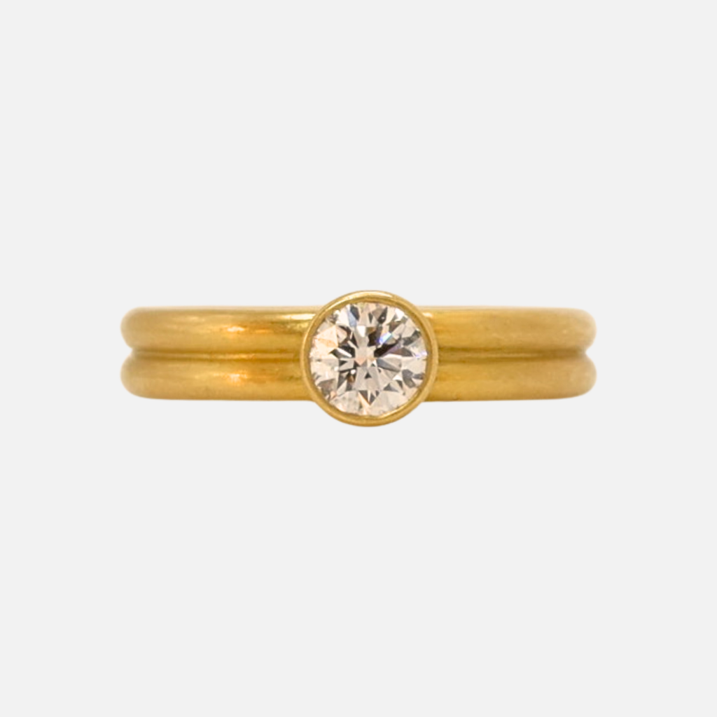 Leslie Round Diamond Ring in 20K Peach Gold- 4mm Reinstein Ross Goldsmiths