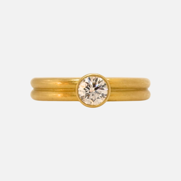 Leslie Round Diamond Ring in 20K Peach Gold- 4mm – Reinstein Ross