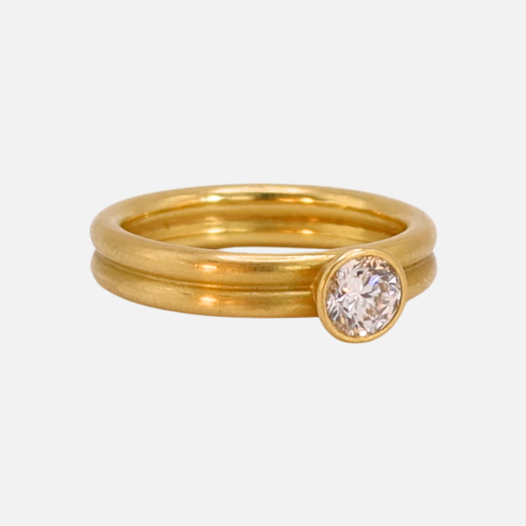Leslie Round Diamond Ring in 20K Peach Gold- 4mm