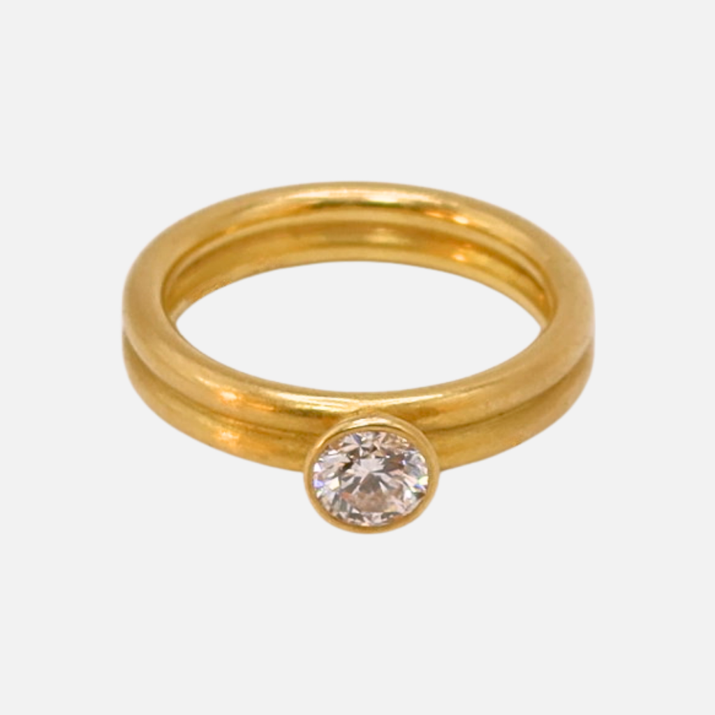 Leslie Round Diamond Ring in 20K Peach Gold- 4mm