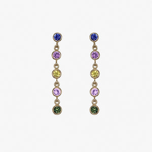 Meadow Rivière Multi Sapphire Earrings in 20K Peach Gold Reinstein Ross Goldsmiths