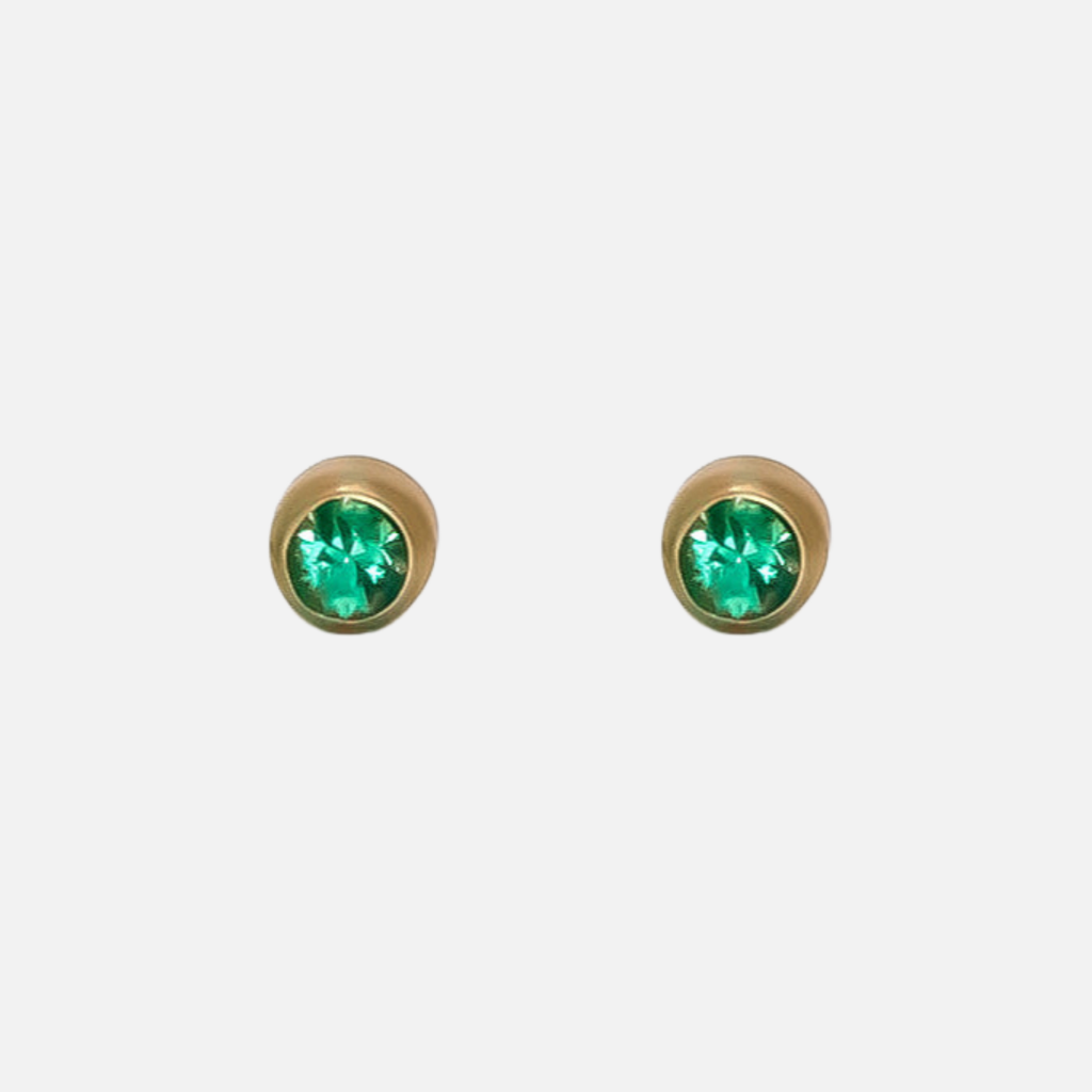Meadow Emerald Studs in 20K Peach Gold Reinstein Ross Goldsmiths