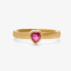 Sonoma Mini Ruby Heart Ring in 20K Peach Gold Reinstein Ross Goldsmiths