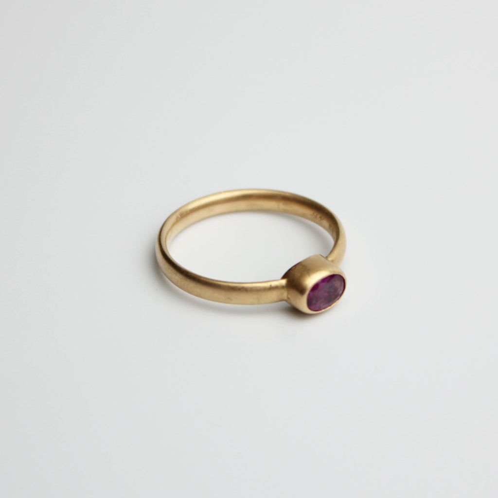 Sonoma Mini Oval Ruby Ring in 20K Peach Gold Reinstein Ross Goldsmiths