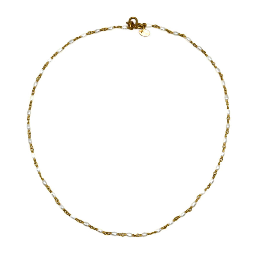 Isabella "Classic" Necklace with White Freshwater Pearls 18''