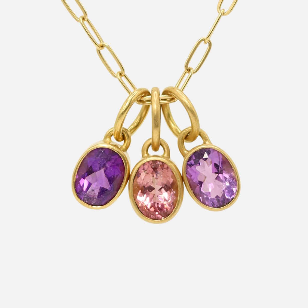 Sedona Oval Amethyst Pendant in 20K Peach Gold