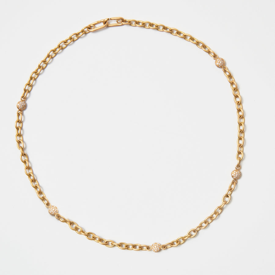 Diamond Match™ Pave Five Dome Link Necklace in 20K Peach Gold Reinstein Ross Goldsmiths