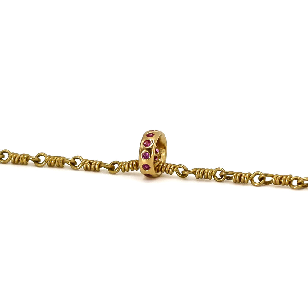 Sonoma Rondelle Pink Sapphire Pendant in 20K Peach Gold