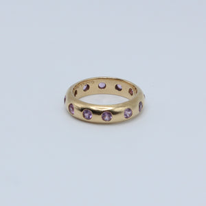 Half Round "Mosaic" Pink Sapphire Band in 20K Peach Gold- 5mm Reinstein Ross Goldsmiths