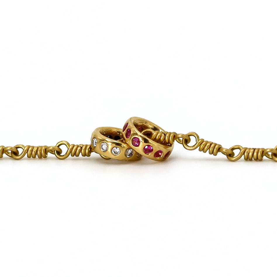 Sonoma Rondelle Pink Sapphire Pendant in 20K Peach Gold
