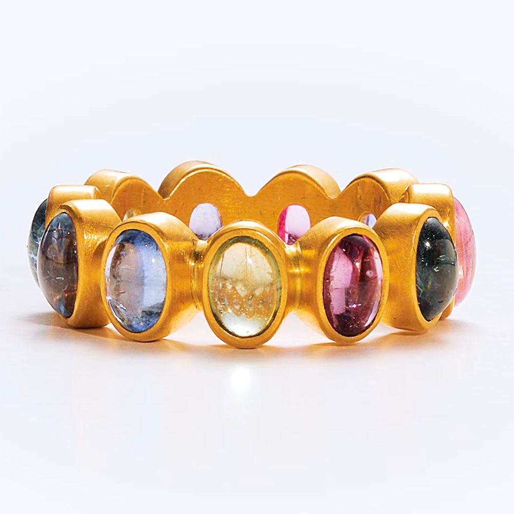 Renaissance Cabochon Pastel Sapphire Ring in 20K Peach Gold Reinstein Ross Goldsmiths