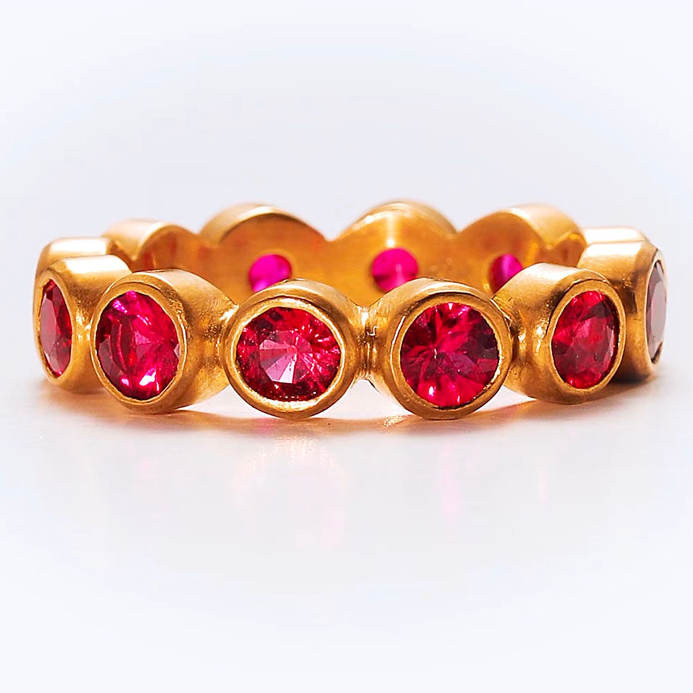 Renaissance Faceted Ruby Band in 22K Apricot Gold Reinstein Ross Goldsmiths
