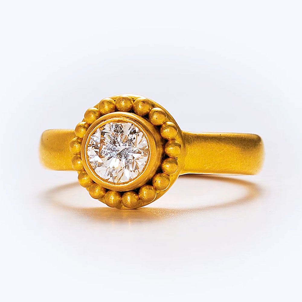 Salome Classic Round Diamond Ring in 20K Peach Gold Reinstein Ross Goldsmiths