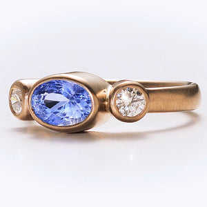 Sonoma "Celeste" Oval Light Blue Ceylon Sapphire and Diamond Ring in 18K Alpine Gold Reinstein Ross Goldsmiths