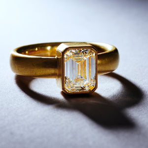 Sonoma Emerald Cut Diamond Ring in 20K Peach Gold Reinstein Ross Goldsmiths