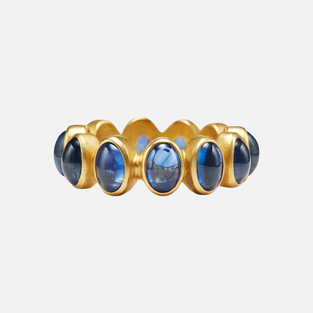 Renaissance Cabochon Oval Blue Sapphire Band in 20K Peach Gold Reinstein Ross Goldsmiths
