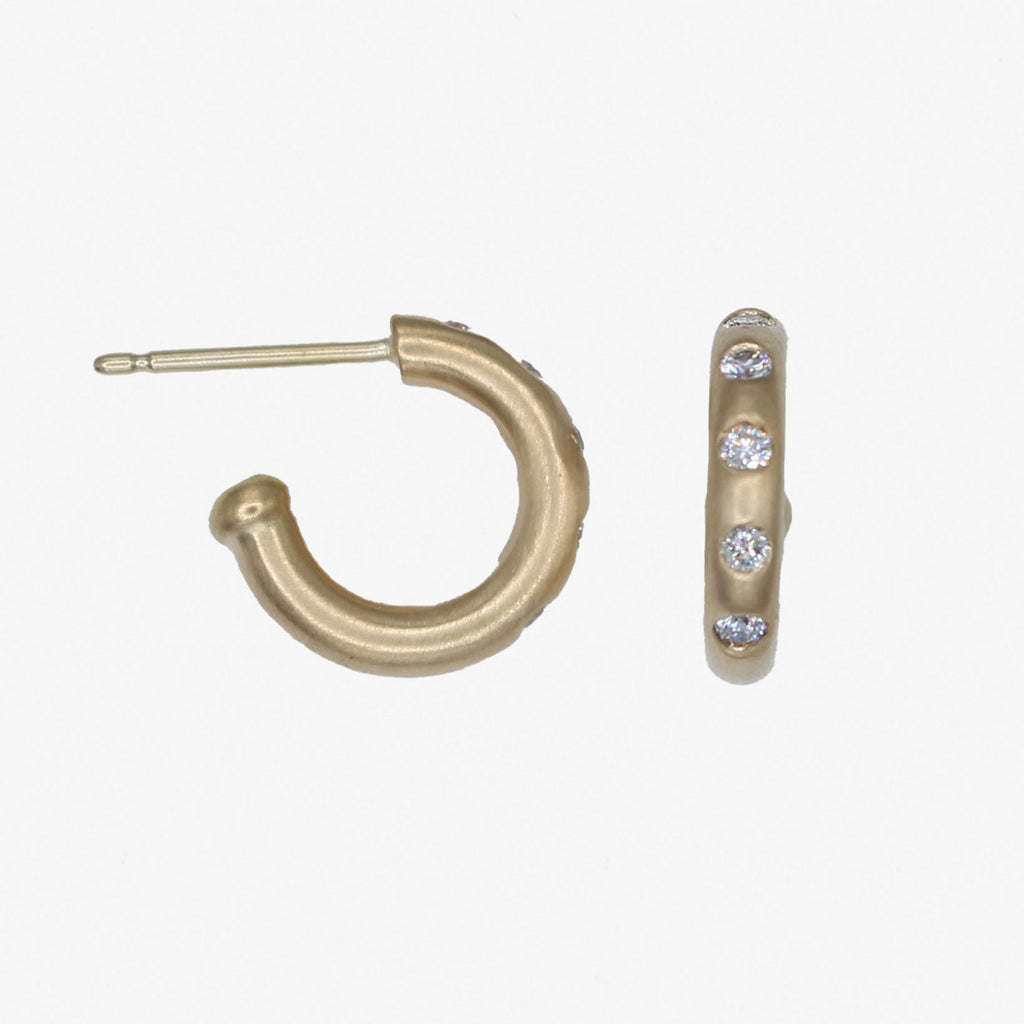 Ringstock Baby Diamond Hoops in 20K Peach Gold Reinstein Ross Goldsmiths