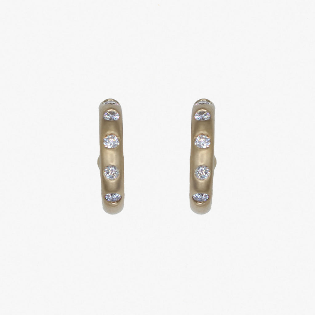 Ringstock Baby Diamond Hoops in 20K Peach Gold Reinstein Ross Goldsmiths