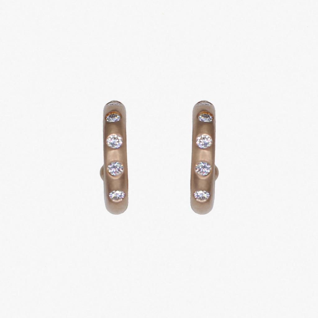 Ringstock Baby Diamond Hoops in 22K Apricot Gold Reinstein Ross Goldsmiths