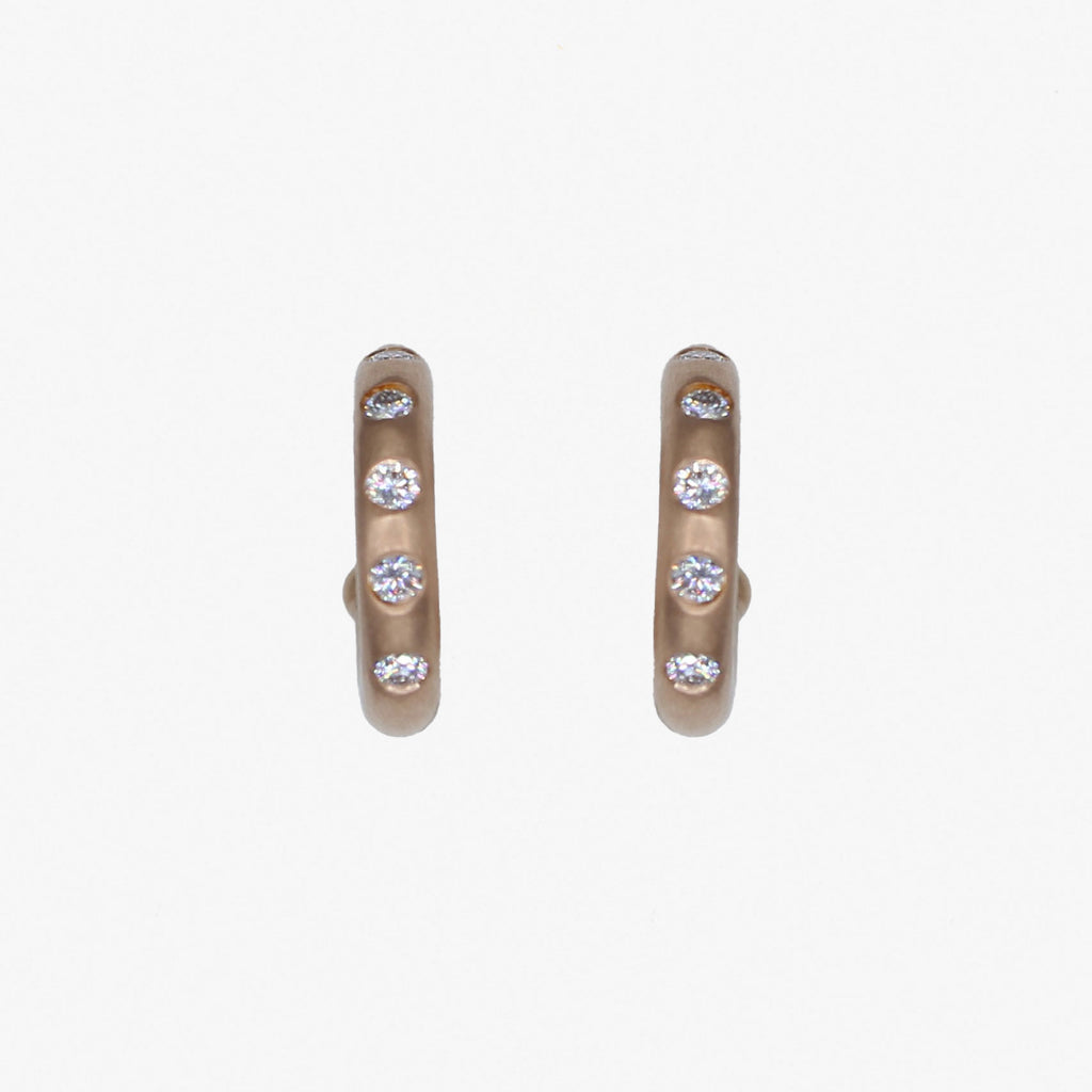 Ringstock Baby Diamond Hoops in 22K Apricot Gold