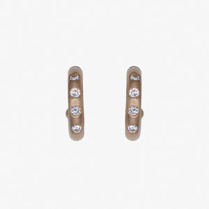 Ringstock Baby Diamond Hoops in 22K Apricot Gold Reinstein Ross Goldsmiths