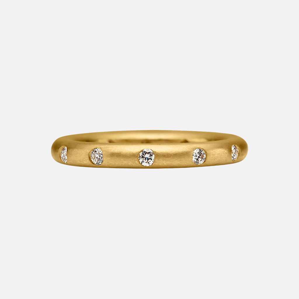Round Evenly Spaced Diamond Band in 20K Peach Gold- 3mm